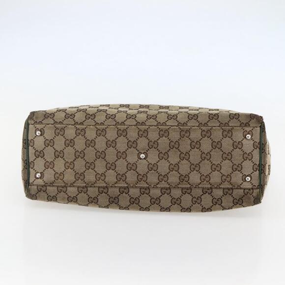 GUCCI GG Canvas Web Sherry Line Tote Bag Beige Green Red - Picture 9 of 13